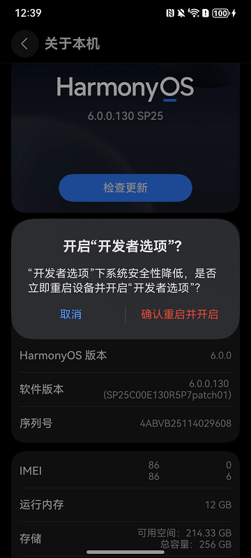 开启开发者选项